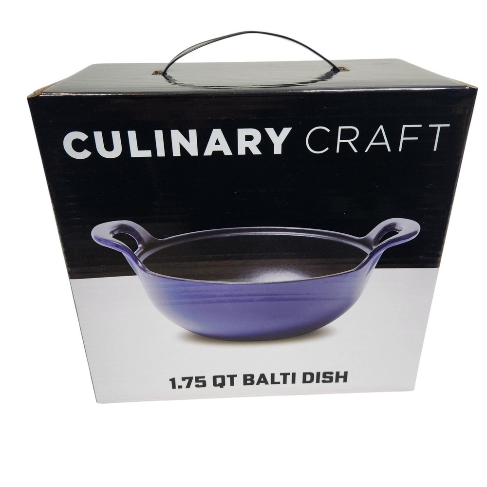 Culinary Craft 1.75 Qt Balti Dish Purple Cast Iron Wok Round Bottom New Kitchen